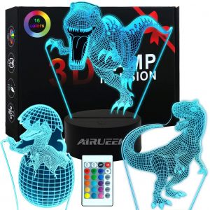 Dinosaure Lampe 3d Led Veilleuse Enfant-16 Variations De Couleurs/3 Modèles/1 Télécommande/1 Base,Décoration Chambre Cadeau De Jouet Drôle Pour Garçon Fille - Neuf