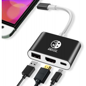 Eryi-Station D'accueil 3 En 1 Pour Switch/Switch Oled, Port Usb 3.0, Type C Pd2.0, Chargeur Portable Switch Station D'accueil De Voyage Avec Hdmi 4k Pour Nintendo Switch Portable Switch Tv Adaptateur - Neuf