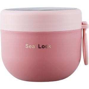 Muesli To-Go Cup 600ml Muesli Cup Yaourt-Cup Yaourt Peut &Eacute;tanche Salad To-Go Cup Porridge Pp Lunch Box Lunch Pot To Go & Pliant Cuill&egrave;re Pour Chaque Petit D&eacute;jeuner - Ros&eacute; - Neuf