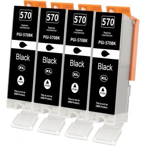 570XL PGBK Cartouches d'encre pour Canon PGI570 PGI-570 570 571 XL pour Canon Pixma TS5050 TS5053 MG5750 TS5055 TS5051 TS6050 MG5753 MG6850 MG5751 MG5752 MG6851 MG6852 MG6853 MG5700 (4 PGBK) - Neuf