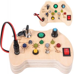 ChenQuanSarl-Busy Board Montessori Led Et Interrupteurs Bebe Busy Board Pour Enfant &Acirc;ge 3 4 5 6 Ans, Jouets Sensoriels Pour Enfants Autistes Activit&eacute;s Wooden Tableau Sensoriel Jouets Les Cadeaux - Neuf