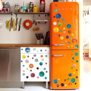 Trahoo-[80 Pièces] Stickers Muraux Enfants Point Aquarelle Multicolores I Autocollant Rond Cercle Couleur Point Pois I Déco Pour Chambre Enfant Bébé Fille Garçon, Mur Et Meuble Crèche - Neuf