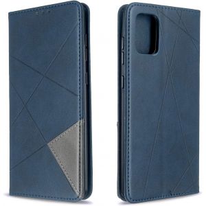 Mdy-Coque Pour Samsung Galaxy A71, Housse Portefeuille En Cuir Etui De Protection Avec Slim Tpu Silicone Bumper Antichoc Magnétique Flip Case, Porte Cartes Avec Fonction Support Cover (Bleu) - Neuf