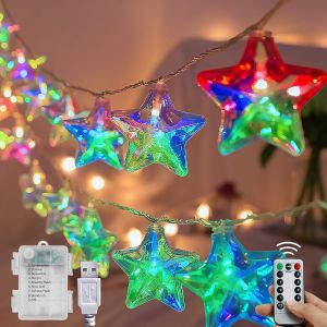 JGD-Guirlande Lumineuse &Eacute;toiles, 3M 20 LED Guirlande Lumineuse Noel, 8 Modes, Aliment&eacute; par USB/Batterie, Lumi&egrave;res D&eacute;coratives LED pour Ext&eacute;rieur/Int&eacute;rieur pour Jardin, Chambre, F&ecirc;te, No&euml;l, Mariage - Neuf
