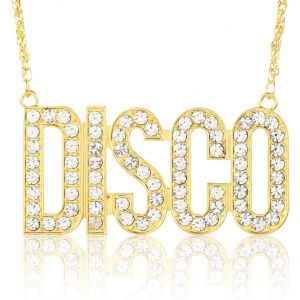 Kgabery-Collier Disco,Hip Hop,Pendentif Disco,Chaîne Hip-Hop En Or,Chaîne En Or Des Années 80,90,Pour Halloween,Carnaval,Fête À Thème,Costume De Fête,8*3.9cm¿32cm,Métal - Neuf