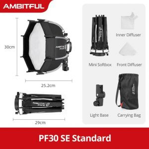 AMBITFUL-Mini Boîte à Lumière Octogonale avec Grille en Nid d'Abeille pour Appareil Photo,Portable,Flash,Parapluie,V1,AD200PRO,PF30,SE,PF40 - Type PF30 SE - Neuf