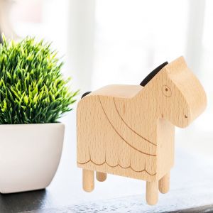Boite a musique manuelle en bois simple, cadeau d'anniversaire ou de Noel pour enfants (cheval etranger) - Neuf