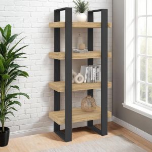 Etagère 4 Niveaux Phoenix Bois Et Noir - Neuf