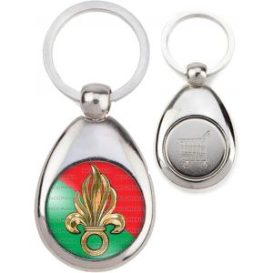 Kal-Porte Clés Métal Goutte Jeton De Caddie Flamme Legion Etrangère Vert Rouge French Foreign Legion - Neuf