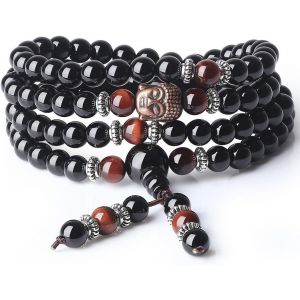 Tianyi-Bracelet Mala Tête De Bouddha Amulette Pierre Unisexe - Neuf