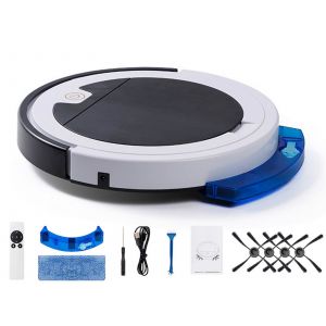 Aspirateur robot laveur avec t&eacute;l&eacute;commande, 1500 Pa, blanc - Neuf