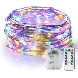 KAL-Guirlande Lumineuse 10M 100 Led Avec Télécommande Fil Cuivre 8 Mode,Décoration Chambre/Maison,Festival Noël/Anniversaire Soirée Party Mariage Décor Jardin Terrasse/Pelouse Etanche (Multicolore) - Neuf