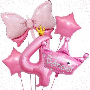 AYUHR-Décoration d'anniversaire 9 ans, rose, pour fille de 9 ans, 9 ans, décoration d'anniversaire de 9 ans, fille de 8 ans, papillon, couronne, ballons en aluminium - Neuf
