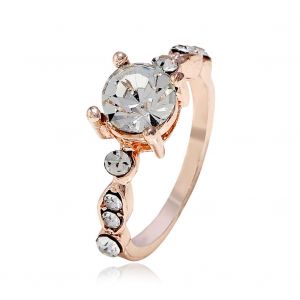 Bague Simple En Alliage Avec Strass Et Geometrie Pour Femme (6#) - Neuf