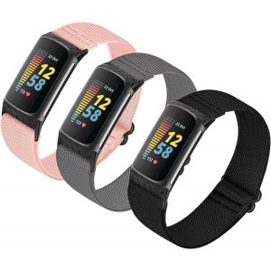 Lot De 3 Bracelets De Montre &Eacute;lastiques R&eacute;glables Compatibles Avec Les Bracelets Charge 5/Charge 6, Bracelet De Rechange Extensible En Nylon Doux Et Respirant Pour Homme Et Femme - Neuf