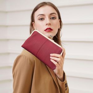 Corail Avec Fermeture Baiser,Portefeuilles Avec Boucle | Portefeuilles Avec Fermeture Baiser | Largeur D'Embrayage Avec Fermeture À Pression Vintage En Cuir Synthétique Pour Homme,Rouge - Neuf