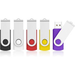 CMJAAGUR-Cle Usb 8Go Lot 5 Cl&eacute; Usb 2.0 Flash Drive, Clef Usb 8 Go Avec Stockage Disque M&eacute;moire Stick Pour Ordinateurs Windows, Pc, Mac (Bleu Noir Rouge Blanc Jaune)[M698] - Neuf