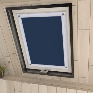 - Store Thermique Pour Fen&ecirc;tre De Toit - Sans Per&ccedil;age - Protection Solaire - Store Occultant Avec Ventouses - Pour Fen&ecirc;tre Velux - Bleu Fonc&eacute; 76 X 98 Cm - Neuf