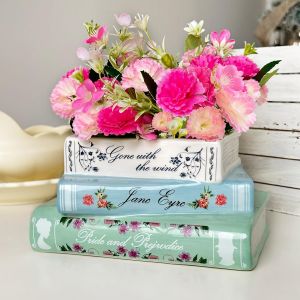 NouvelHorizonstore-Pot de fleurs d&eacute;coratif en forme de livre &iquest; Vase c&eacute;ramique &iquest; Jolie biblioth&egrave;que pour la maison, chambre &agrave; coucher, bureau &iquest; Titres classiques uniques &iquest; Cadeau - Neuf