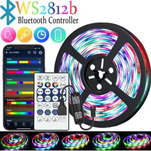 Ruban Lumineux Led Intelligent Bluetooth 5m Ws2812b - Avec Télécommande + App, Synchroniser Avec Rythme De Musique/Fonction - Neuf