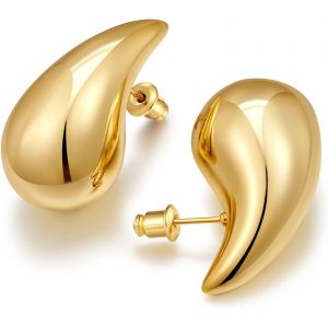 Kal-Épais Boucles D'oreilles 14k Plaqué Or Larme Boucles D'oreilles Femme - Neuf
