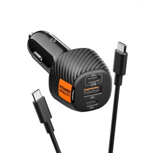 ArcStation Essential 113W Chargeur Allume Cigare USB C & A Rapide [C&acirc;ble E-Marker 100W Inclus] 3 Ports Chargeur Voiture, Compatible avec iPhone 17 16 15 Pro Max Air Samsung S25 Pixel 10 - Neuf