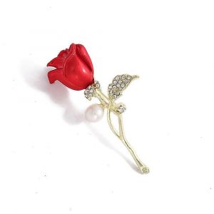 Broche Rose Strass - &Eacute;pingle Florale En Cristal Pour Femme, Bijou &Eacute;l&eacute;gant, Couleur Argent, Cadeau Pour Elle - Neuf