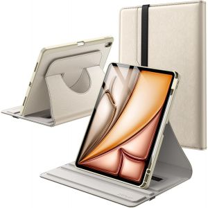 Coque Rotatif pour iPad Air 13 Pouces M3/M2 (2025/2024) avec Porte-Stylet, Rotation &agrave; 360 Degr&eacute;s en Cuir PU Folio Housse de Protection (Lumi&egrave;re Stellaire) - Neuf