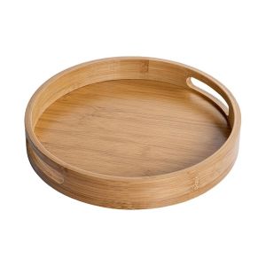 Plateau Rond En Bois De Bambou - Neuf