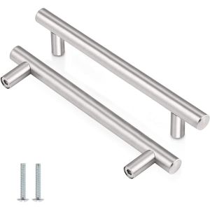lbgwp60-LotDe 2 Poignées De Placard De Cuisine En Acier Inoxydable Brossé Pour Porte De Cuisine En Acier, Tiroir, Armoire, Armoire Brossée (Trou Central 96 Mm) - Neuf