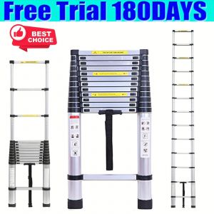 Marches r&eacute;tractables, &eacute;chelle t&eacute;lescopique, &eacute;chelle pliante t&eacute;lescopique, &eacute;chelle r&eacute;tractable en aluminium, charge maximale 150 kg (3.8M) - Neuf