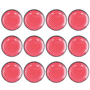 Hjlian Lot De 12 Assiettes A Salade En Porcelaine Imitation Haute Qualite Pour La Maison, Red Dot - Neuf