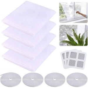 Moustiquaire Fenêtre Écran, Moustiquaire Filet, 4PCS Insect Filet Moustiquaire, moustiquaire fenetre velcro, 130 cm x 150 cm,pour Maison, fenêtres, cuisine(Blanc) - Neuf