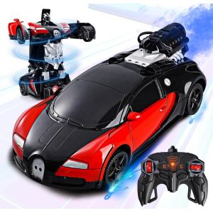 KAJGL-Transformcar Robot Télécommandé Avec Spray-Jouet Rechargeable Avec Lumière Led-Véhicule De Course Électrique Pour Enfants Et Garçons De 3,4,5,6,7 Ans - Neuf