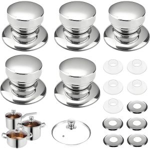 Kalanka-5 Pcs Bouton De Couvercle, Poignée Casserole Universelle, Anti-Brûlure,Boutons De Couvercle Poele, Poignée Casserole Universelle, Pour Couvercle Verre, Poignée De Casseroles Et Poêles - Neuf