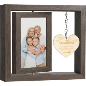 Cadre Photo Bois Personnalis&eacute; avec Amour Design Peut Contenir, 21.1 x 23.1 cm Cadre Photo en Bois Rotatif Double Face, Cadre Photo Rotatif Double Face pour Votre Famille, Cadre Photo Rotatif - Neuf