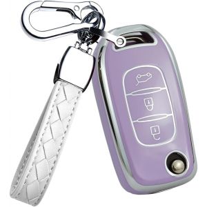 &Eacute;tui de Protection pour cl&eacute; de Voiture-Convient pour Renault-pour Renault Sandero Stepway Logan Clio 5 Arkana Captur Kadjar Shell Jacket-Porte-cl&eacute;s en Cuir-Violet - Neuf