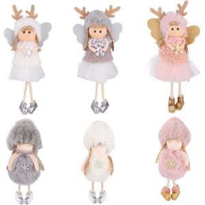 6 Morceaux de l'Arbre de No&euml;l de la Pendaison D&eacute;corations d'Arbre de No&euml;l Ange Mignon en Peluche Poup&eacute;e Accessoires Pendentif Ornement de la Danse de No&euml;l, Elfe Ange Poup&eacute;e Pendentif pour le D&eacute;cor C - Neuf