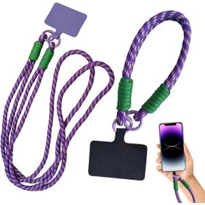 KAL-Lot De 2 Dragonne De T&eacute;l&eacute;phone, Bijoux De Telephone, Chaine Telephone Portable, Chaine De Telephone, Tour De Cou Telephone, Universelle Cordon Telephone Portable Collier - Neuf