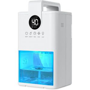 Checarzhn--No1-Déshumidificateur D'air 1000ml, Déshumidificateurs Electrique Silencieux Maison Avec Écran, Lumières À 7 Couleurs, 24h Sommeil Timer, Arrêt Automatique, Pour Bain, Chambre, Armoire - Neuf
