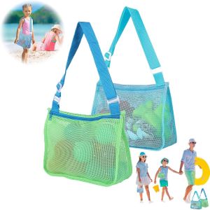 Bolsa De Playa Para Niños, 2 Piezas De Malla Para Juguetes De Playa, Bolsillo De Malla Con Cremallera Y Correas Ajustables Para Jugar En La Playa. - Neuf