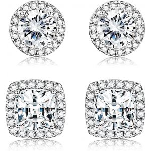 925 Sterling Silver Earrings With Cubic Zirconia Earrings For Women 18k Gold Plated Hypoallergenic Cz Earrings For Women Men Girls Jewelry, Brass - Neuf