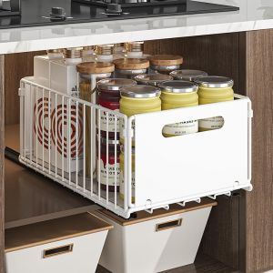 Sjzg-Organiseurs De Tiroirs De Cuisine Tiroir Coulissant Placard De Cuisine Organiseurs Tiroirs (Blanc, 1pi&egrave;ce 38dx25wx19h Cm) - Neuf