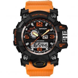 Sanda Montre &Eacute;lectronique Multifonctionnelle Montre-Bracelet Sport &Eacute;tanche &Agrave; Double Affichage (Orange) - Neuf