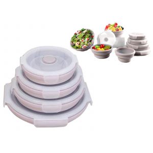 Ensemble De Bo&icirc;tes De Conservation Pliables En Silicone Avec Couvercles - Rose - Neuf