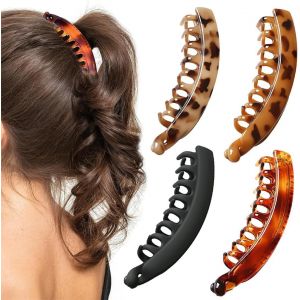 Asas-Pinces À Banane,4 Pièces Grandes Pinces À Cheveux Banane,Queue De Poisson Clip Pour Femmes,Longs Banane Française,Peigne À Cheveux Porte-Queue De Cheval Banane - Neuf