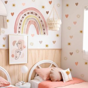 ERYI-Boho Arc-En-Ciel Amour Soleil Stickers Muraux Enfants Autocollants Décoller Et Bâton, Imperméable Mur Décalcomanies Filles De La Pépinière, Stickers Chambre Fille Salon - Neuf