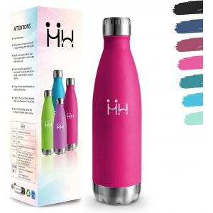 Gourde, 500 Ml Sans Bpa, Gourde Isotherme, 18/8 Acier Inoxydable, Bouteille Isotherme, Isolation Sous Vide &Agrave; Double Paroi, Gourde Acier Inoxydable Pour &Eacute;cole, Randonn&eacute;e - Roserouge Bouteille D'eau - Neuf