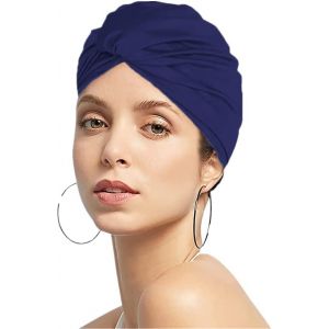 meimie-Bonnet De Bain Turban De Natation En Tissu Plissé Bonnet De Natation Protection Cheveux Et Oreilles Chapeau De Bain Pour Plage Piscine Spa Femmes Filles Bonnet De Douche Non Imperméable - Neuf