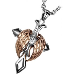 Kal-Collier Avec Pendentif En Forme D'aile D'ange Religieuse En Acier Inoxydable Pour Homme Chaîne De 55 Cm - Neuf